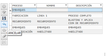 Pantalla de lineas de producción