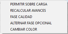 Menu de fases