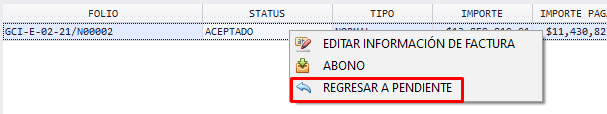 Regresar a pendiente