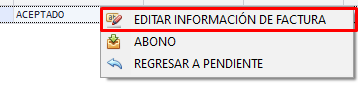 Editar información de factura